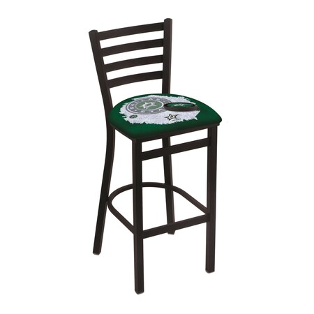 Holland Bar Stool Co 30" Blk Wrinkle Dallas Stars Stationary Bar Stool, Ladder Back L00430DalSta-D2